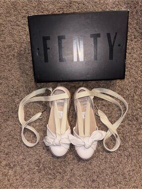 Fenty Beauty Women’s Cream Knot Ankle-Tie Flats
